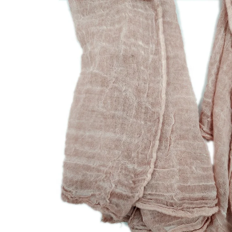 Custom Summer Lightweight Voile Scarf 100% Cotton Pink Green Plain Natural 220 X 60 Chiffon Hijab Scarves For Ladies Wholesale