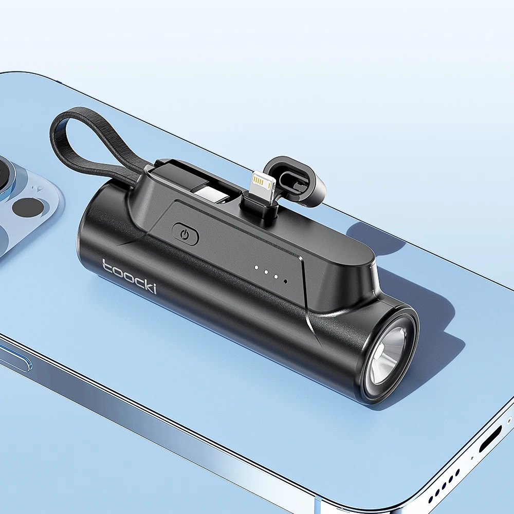 Toocki 5000 mah Multifunctional Black powerbank portable fast charger travel battery bank