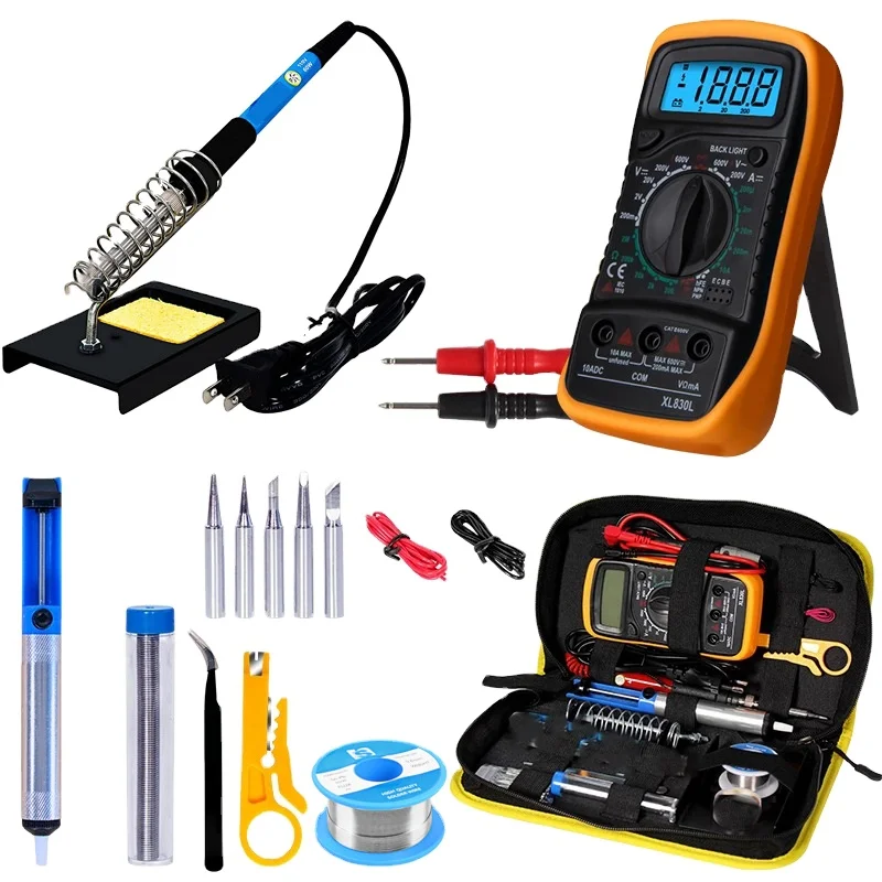 handskit 936  multimeter  Soldering Iron Kit 60W Soldering iron  multimeter set with tweezers Solder suction soldering  tip