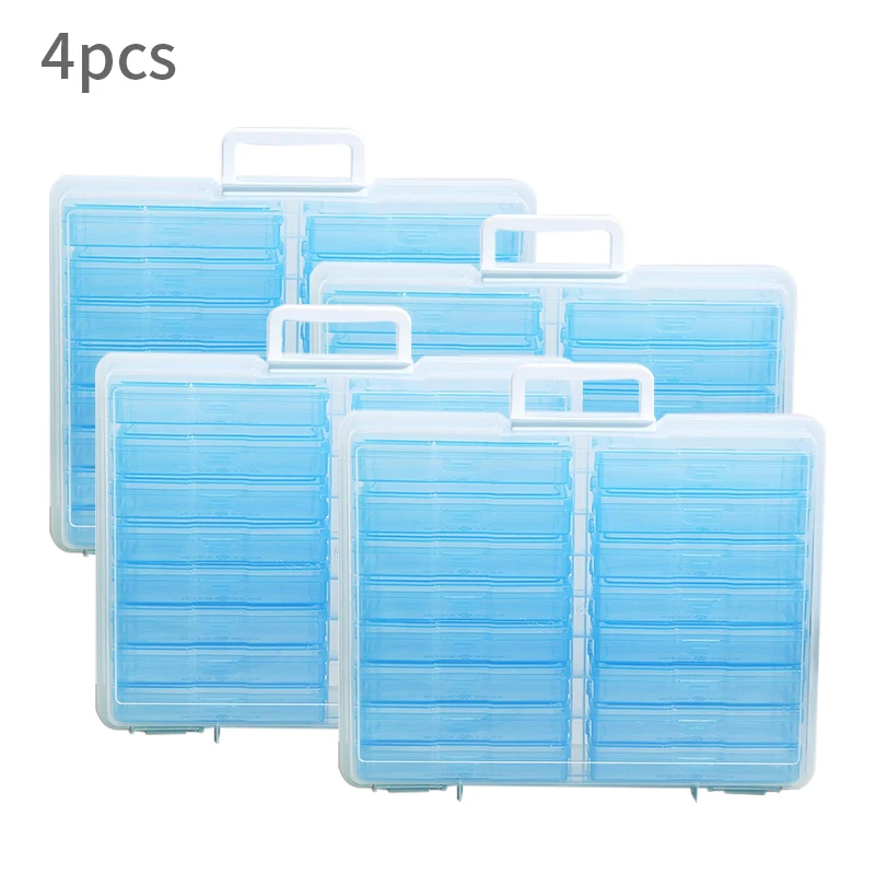 Merryart 4pcs plastic cube storage bin picture container store storage bins keeper photo box storage containers