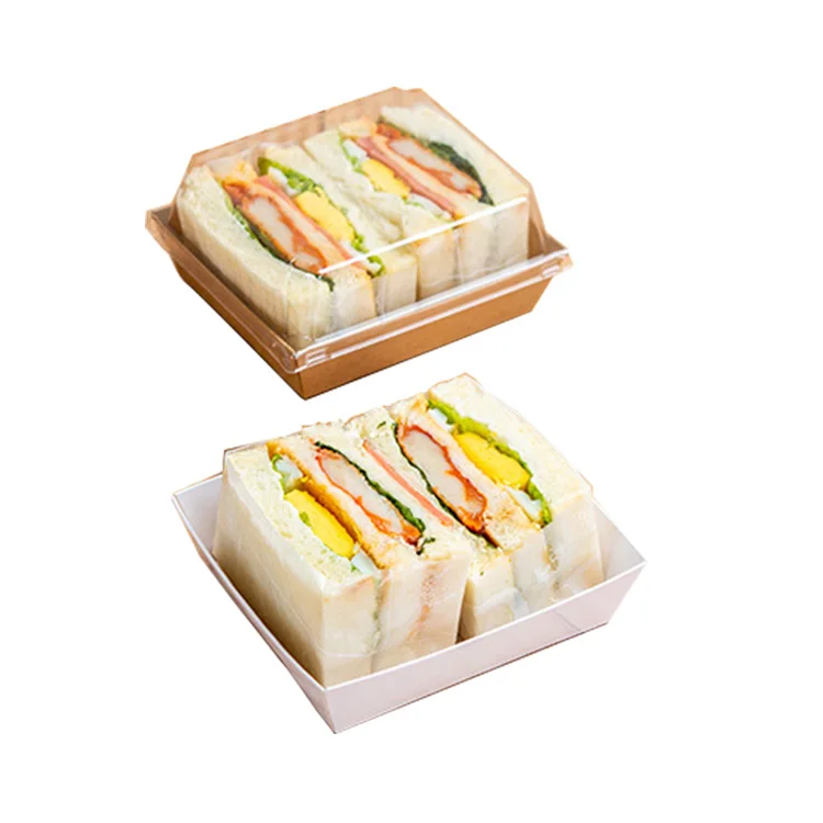 wholesale kraft paper sandwich box package wedding cake box with Transparent lid