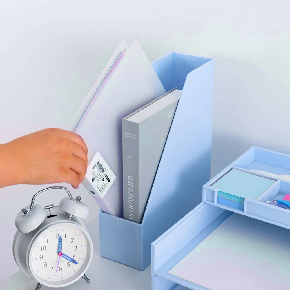 Customization Magazine Rack Plastic Desk Organizer File Folder Storage Organizer Bin with Handle