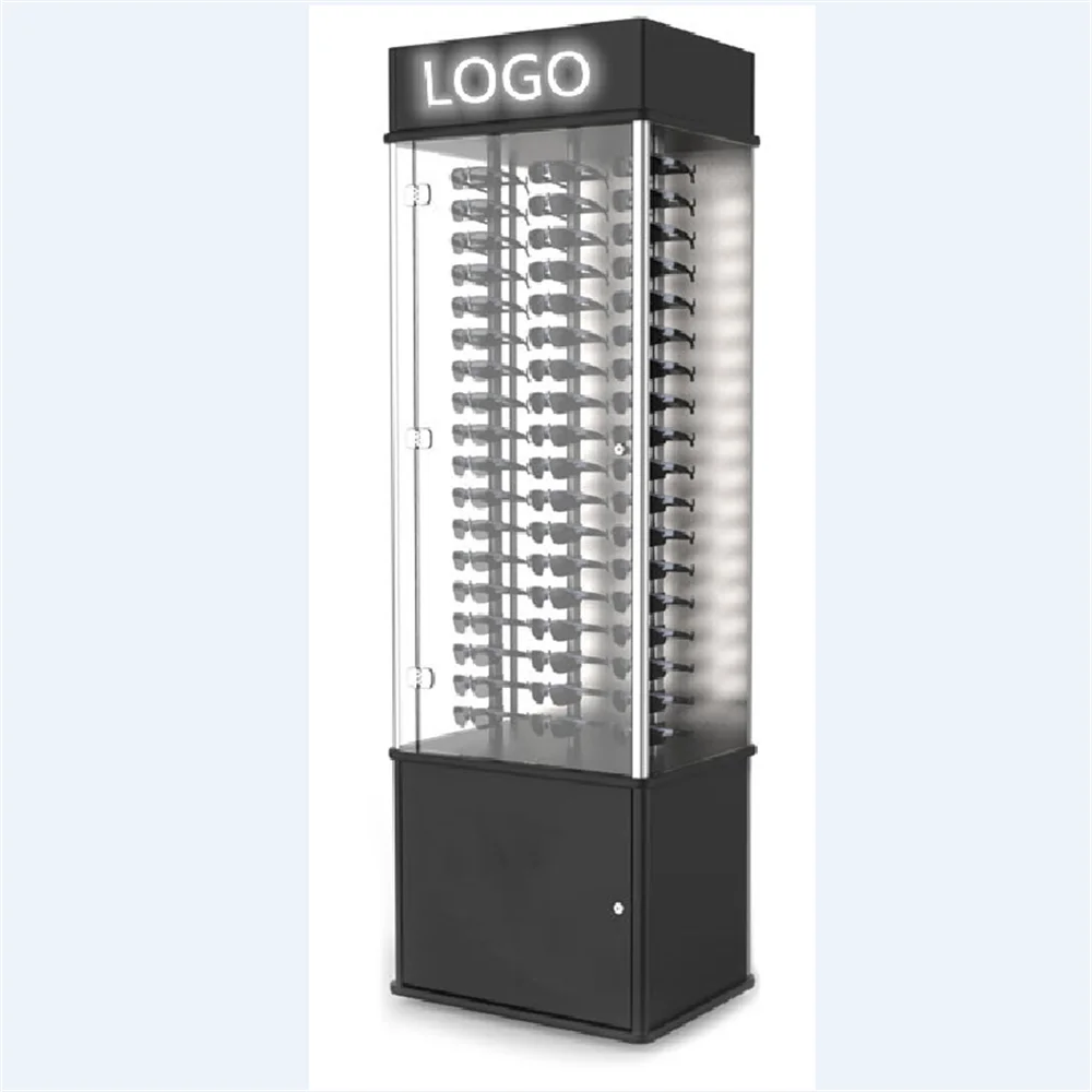 Fashion Custom Led Wall Mounted Sunglass Stand Display Rack in EyeWear Shop Decoration
