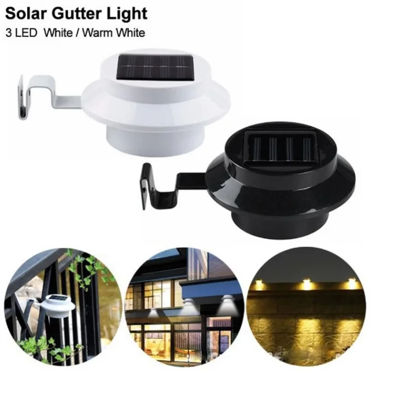 Wholesale Custom 3 Led Circular Sensor Motion Roof Gutter Solar Lights Sensor Solar Light For Wall Path Garden Solar Lamp