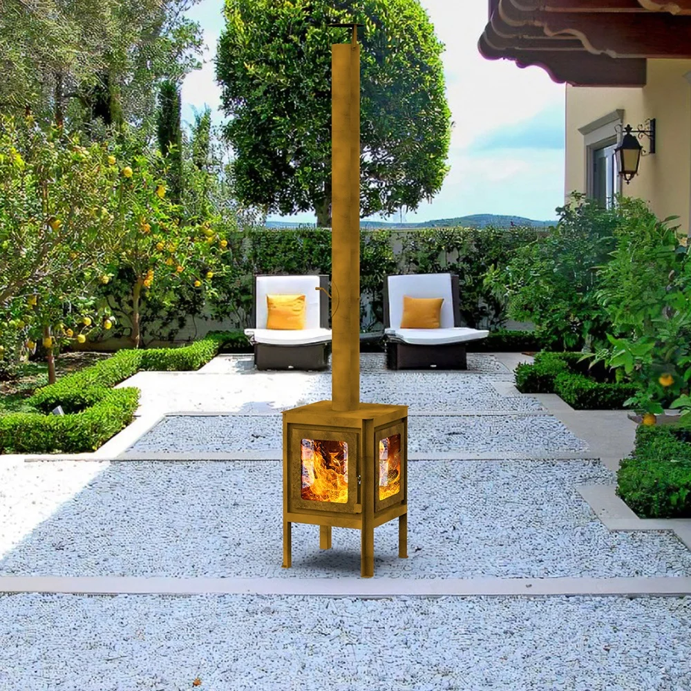 Cube Fireplace Garden Patio Fireplace Cube Terrace Stove Wood Burning Stove