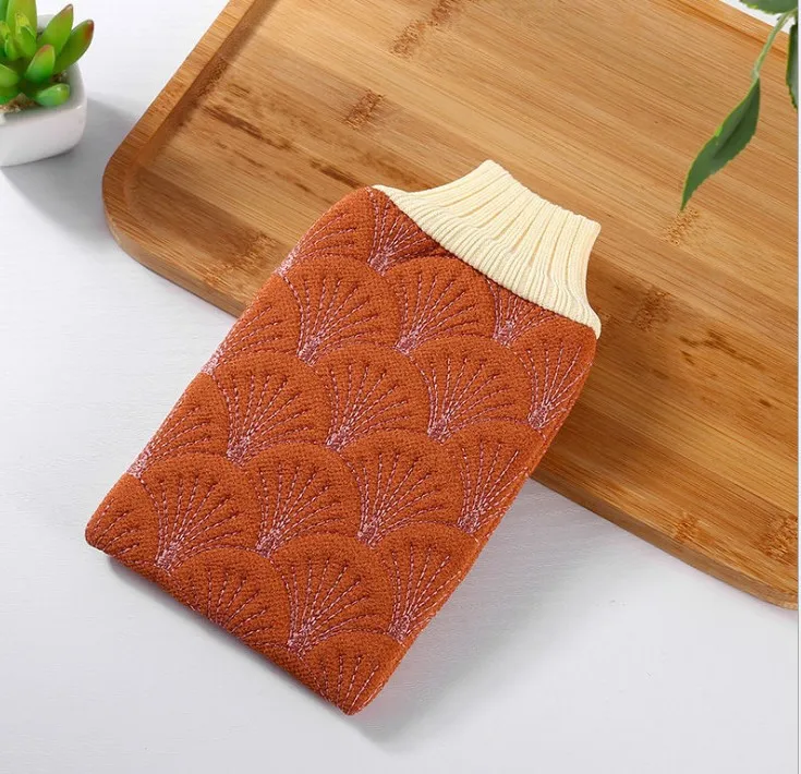 Wholesale Hot Selling Double-sided Use Mermaid Scale Embroidery Bath Mitts Viscose Shower Glove