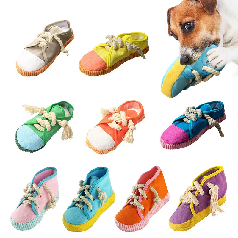 Amazon Combination Set Simulation Shoes Teeth Cleaning Dog Doll Bite Dog Toy Shoes Pet Vocal Toy
