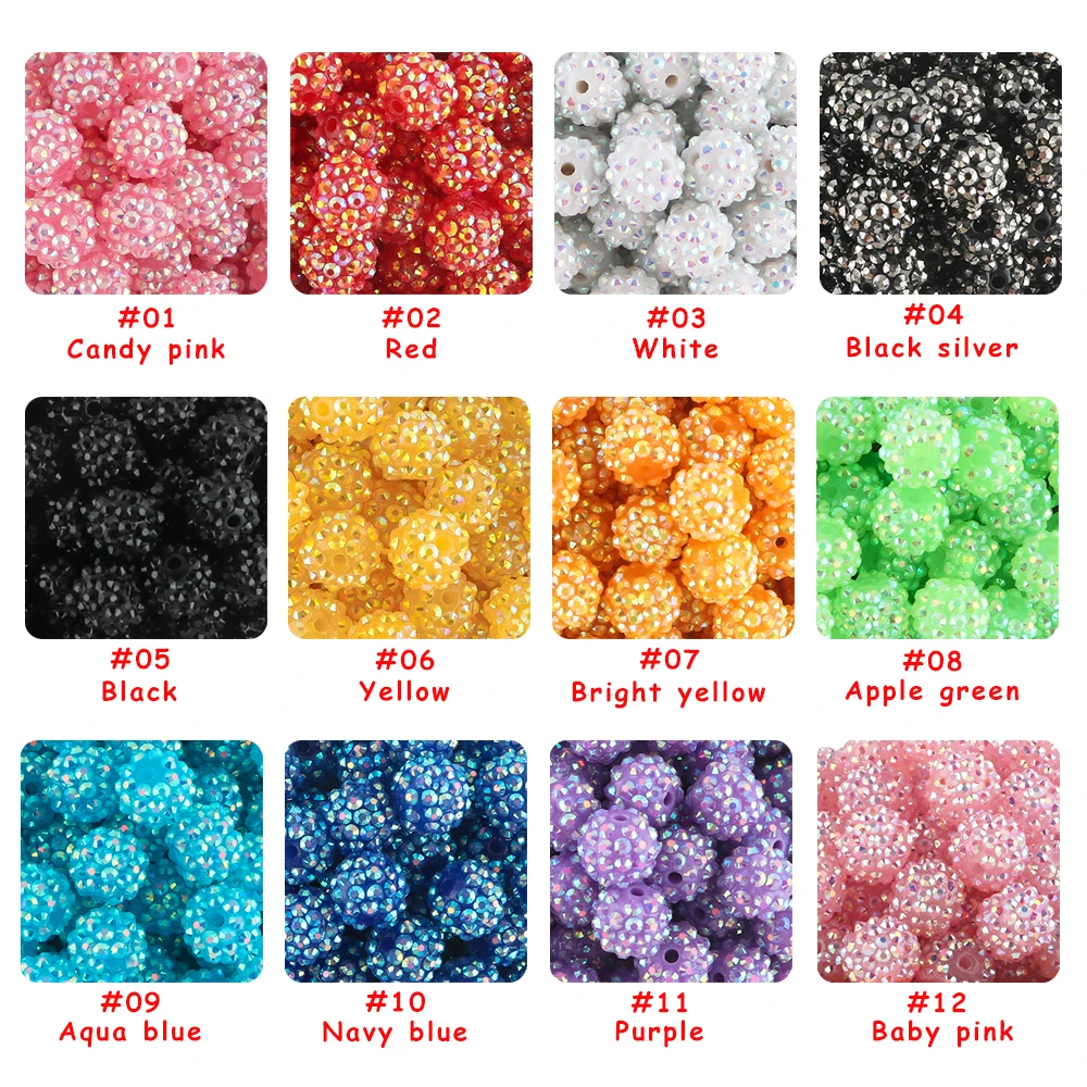 Custom Round Bubblegum hrysoprase Beads Acrylic Rhinestone Chunky Beads Diy 14mm16mm20mm Mix Color Beads For Pens Jewelry