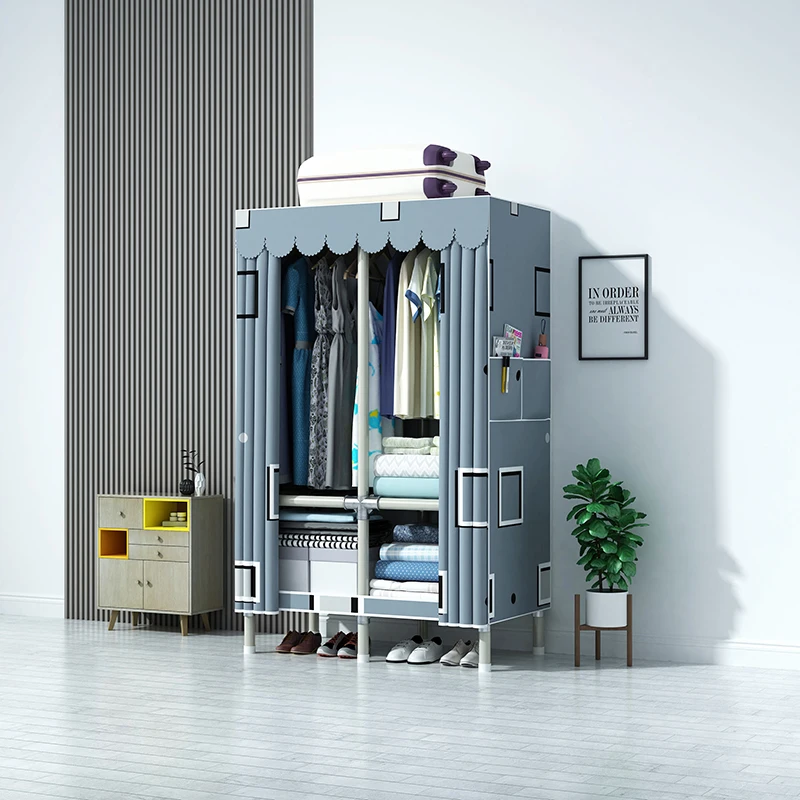 Custom Foldable Wholesale Lightweight Steel Metal Corner Wardrobe Living Room Cloth Storage Lacquer Pipe Closets