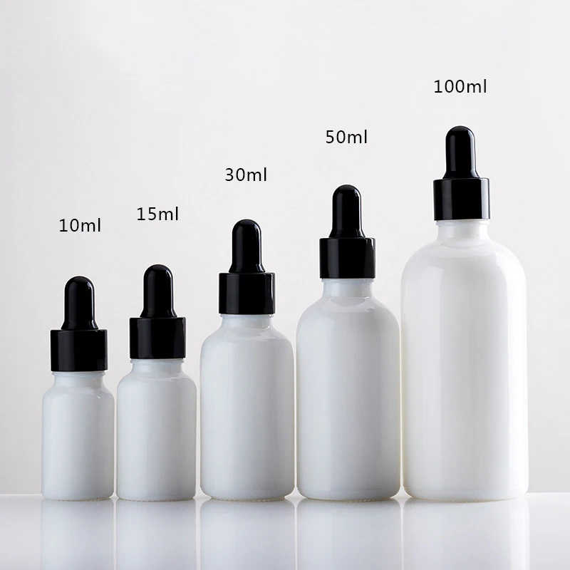 10/20/30/50/100ml White Essential Oil Empty Bottle Glass Dropper Bottle Packaging