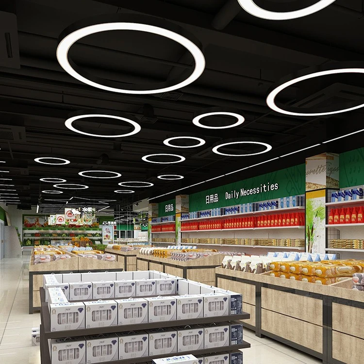 Ресторан Бар Декоративное освещение Подвесная лампа круглая светодиодная линейная люстра офисная потолочная