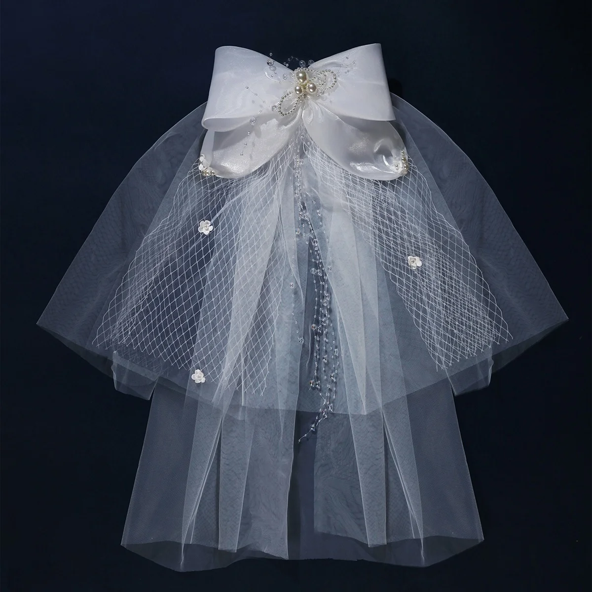 Elegant Wedding Veil Handmade Long Veil  Pears Beads Headdress Bridal Veil DHL Popular  White