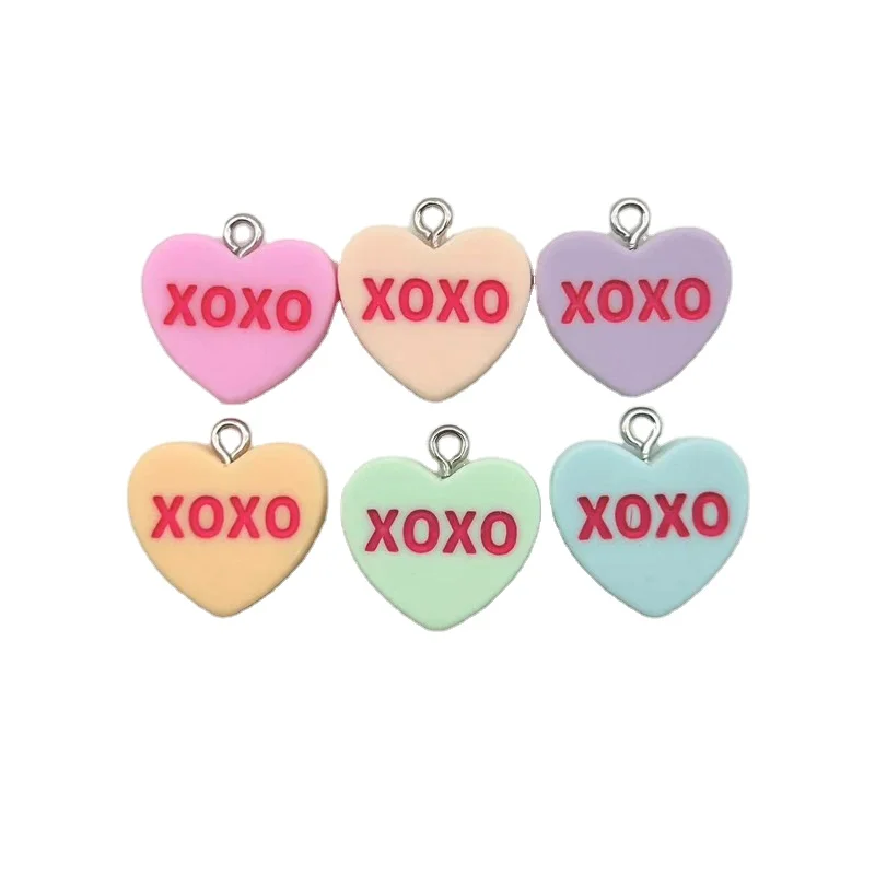 Peach Heart Engraved Resin Bead Acrylic Plastic Lucite Jewelry Accessory