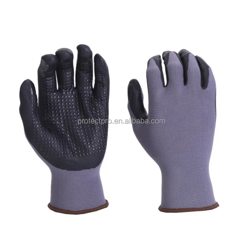 Gardening Gloves for Women Worker Nylon Spandex Nitrile Foam PVC Dotted Safety Work Gloves