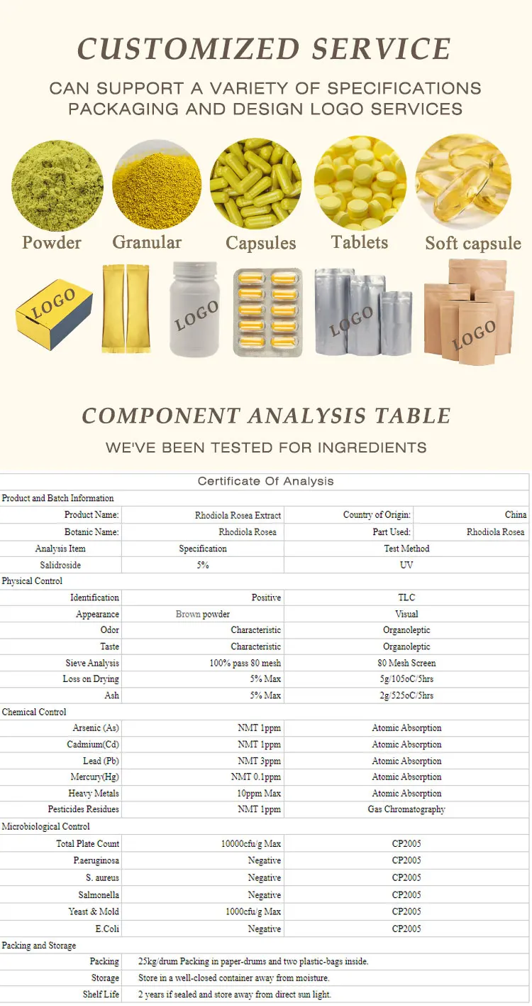 High Quality Salidroside Powder Rhodiola Rosea Root Extract Powder Rhodiola Rosea