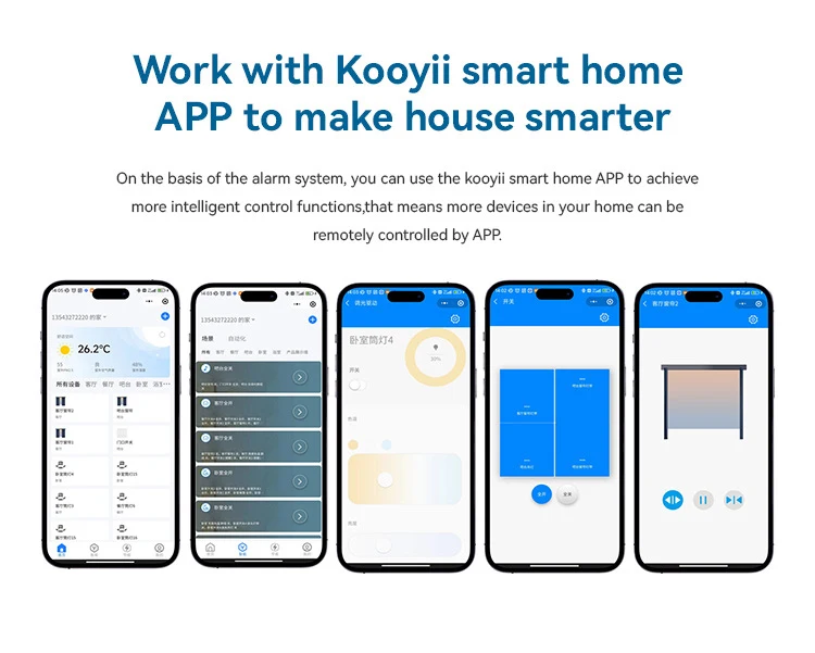 Home alarm kits 4G security alarm system APP control + CMS management system Kooyii smart home app