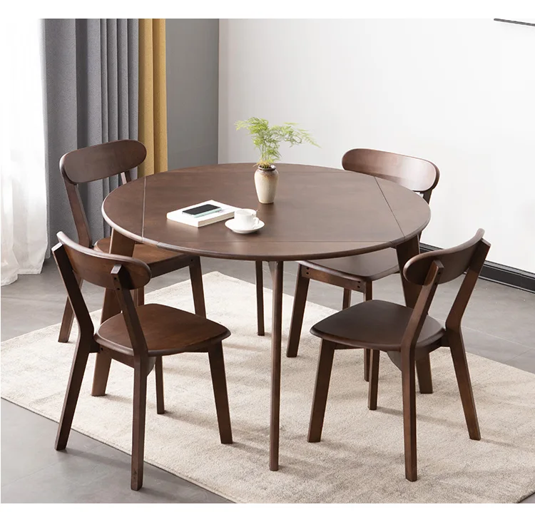 HANYEE Living Room dining room Modern wooden dining table wood round table for 4 people