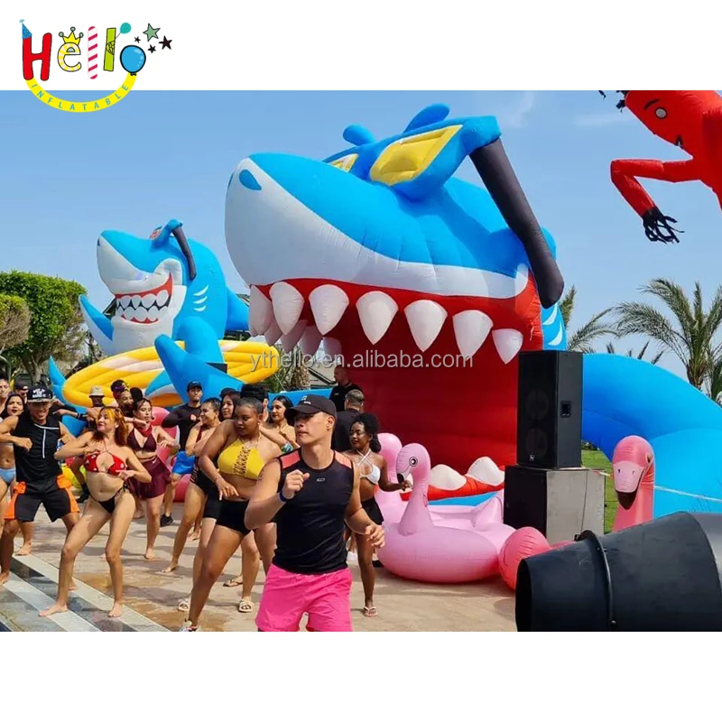 Customized Dj Booth Inflatable Shark Head inflatable dj station