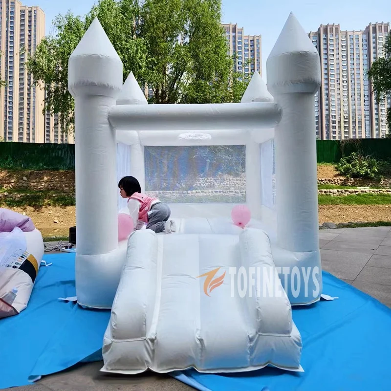Factory OEM and ODM  Indoor Inflatable Bouncer White Bounce House with  Pastel Colors for Kids