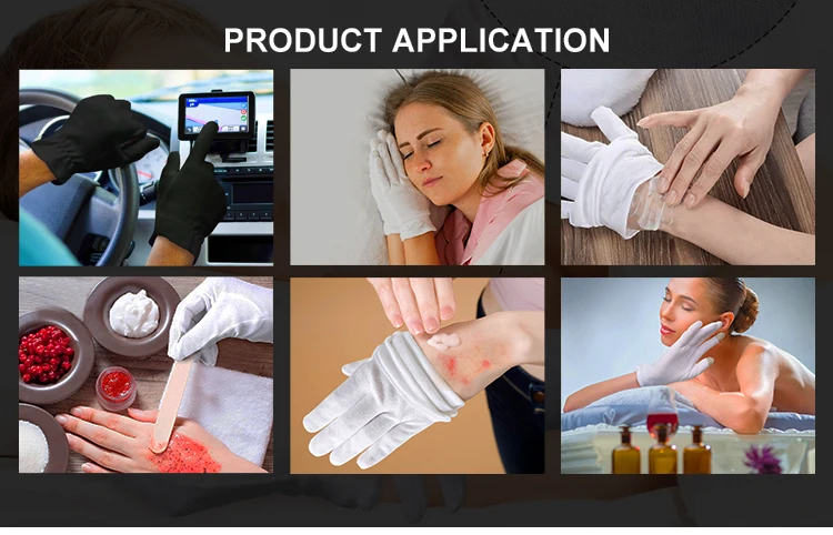 All Size Touch Screen Breathable White Cotton Spa Eczema Relief Skincare Overnight Sleeping Moisturizing Gloves For Dry Hands