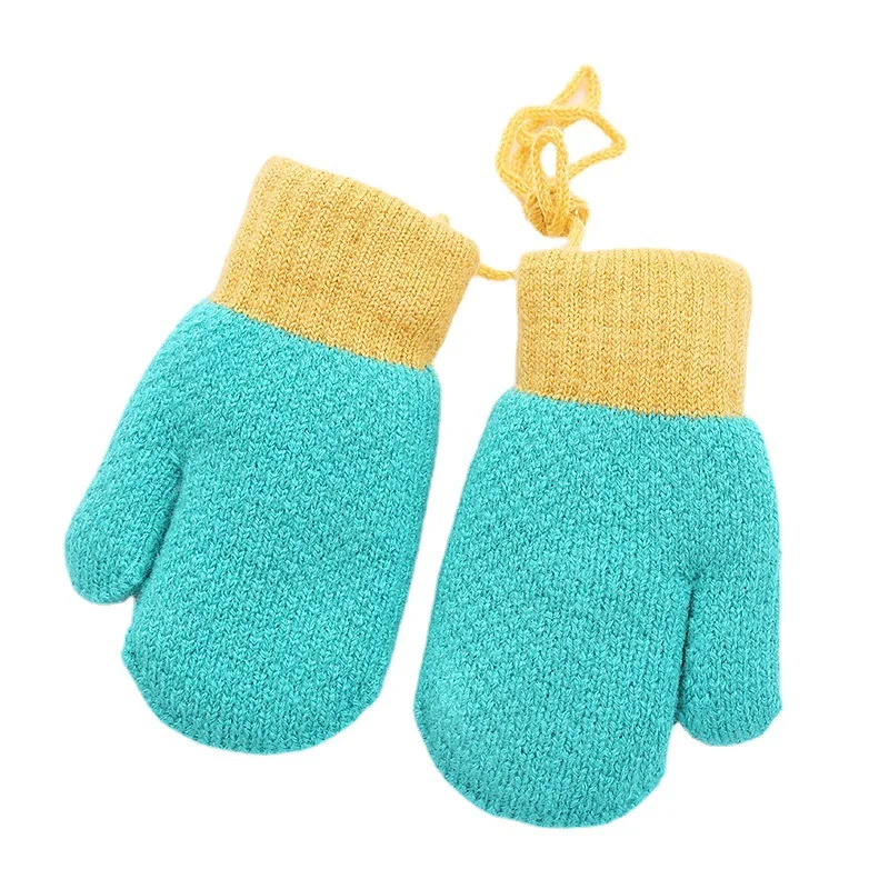 Solid Kids Winter Gloves Children Cold Weather Warm Stretchy Gloves Boys Girls Knit Gloves-0 to 3 years