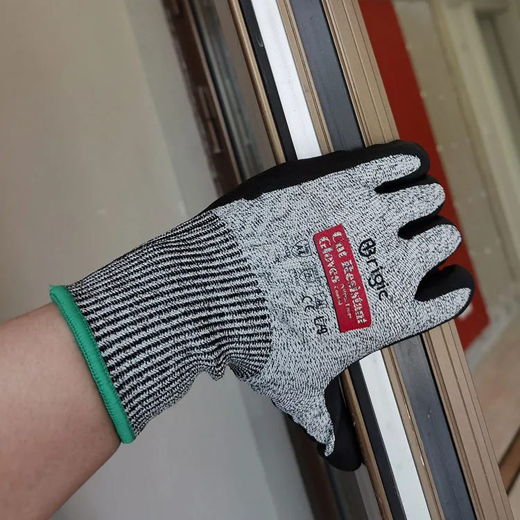 hot sale good price anti cut resistance level 5 13G HPPE liner nitrile foam coated Durable work safety Gloves