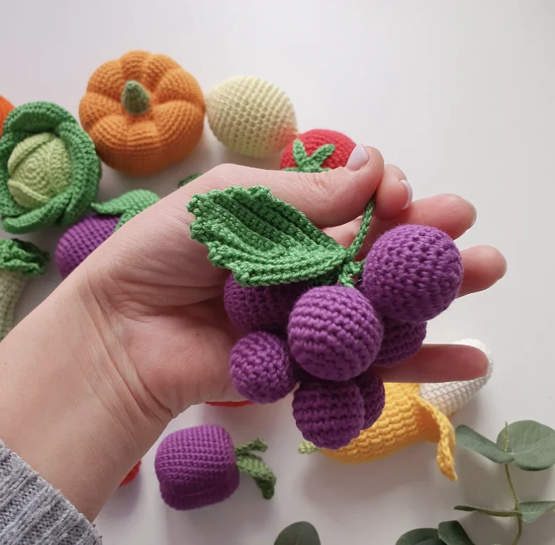Handmade crochet play food toys baby educational toys knitted pattern amigurumi food crochet fruits vegetables play food toys