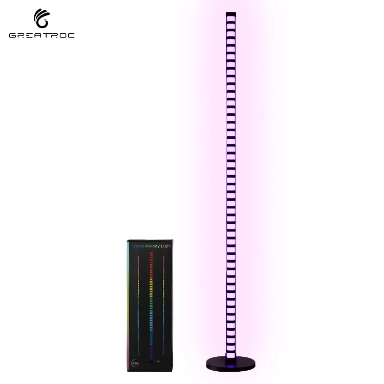 Greatroc New Arrived Smart 1.2m RGB Audio Recognition Rhythm Lights Living Room Ambient Floor Lamp APP/Remote/BT Control