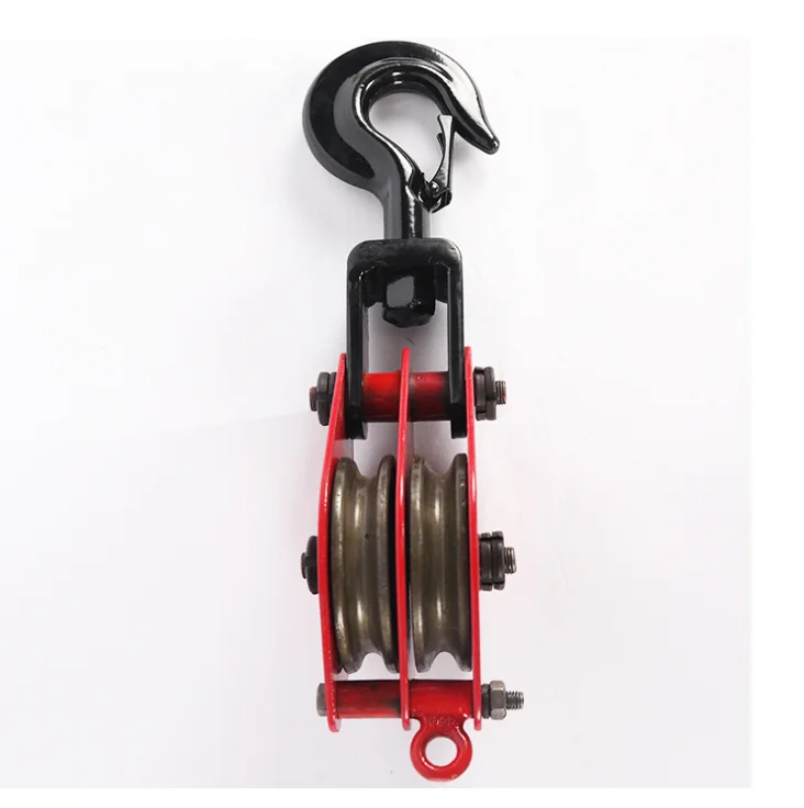 2021 hot sale Hook type Two wheel lifting tackle/3-wheel pulley block