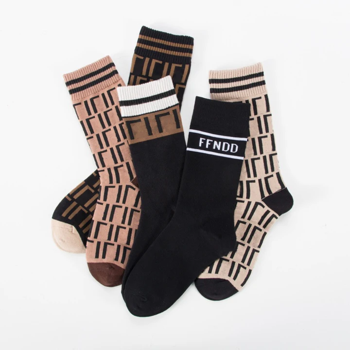 
Хит продаж, универсальные носки унисекс FF с надписью, модные дизайнерские носки, роскошные носки оптом 