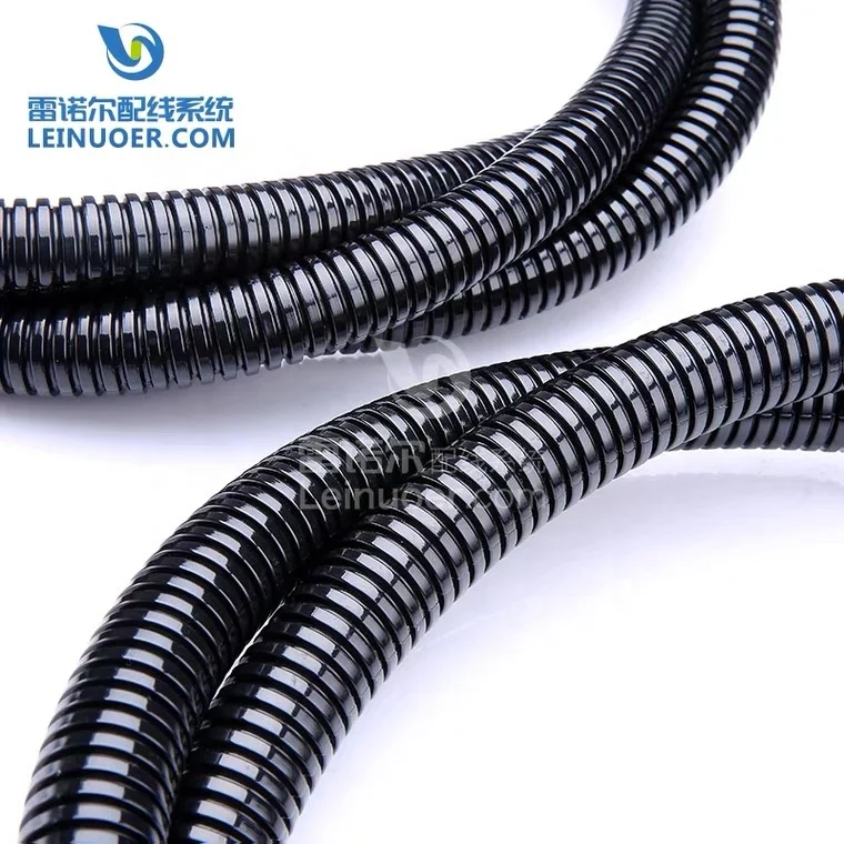 Corrugated Wavelike Black Grey Plastic Conduit PA6 Polyamide Nylon Flexible Corrugated Conduit Tube