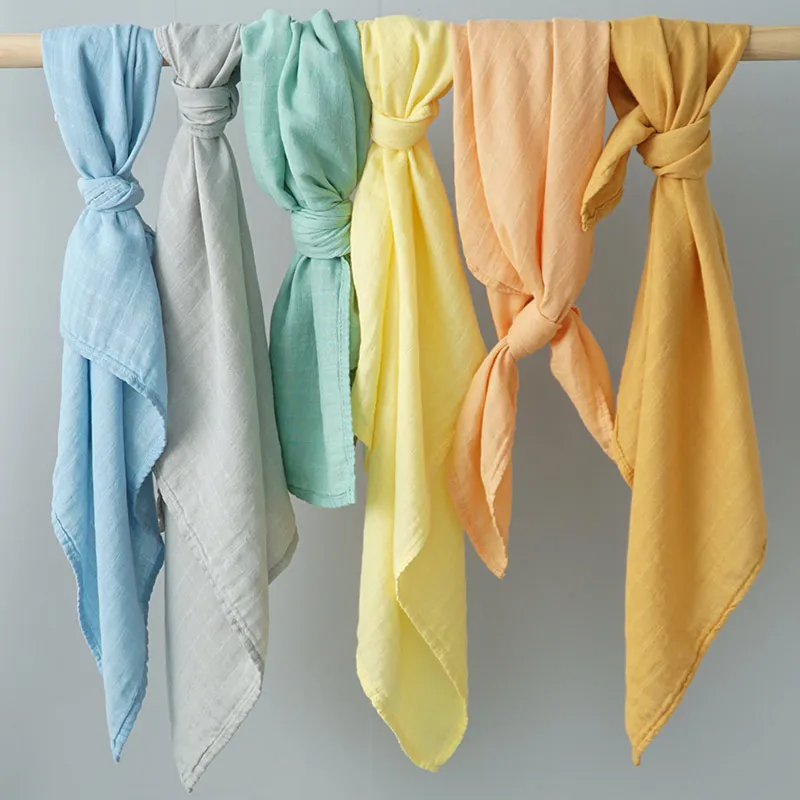 Super Soft Bamboo Cotton Bibs 60*60 With Plain Baby  Muslin Blanket