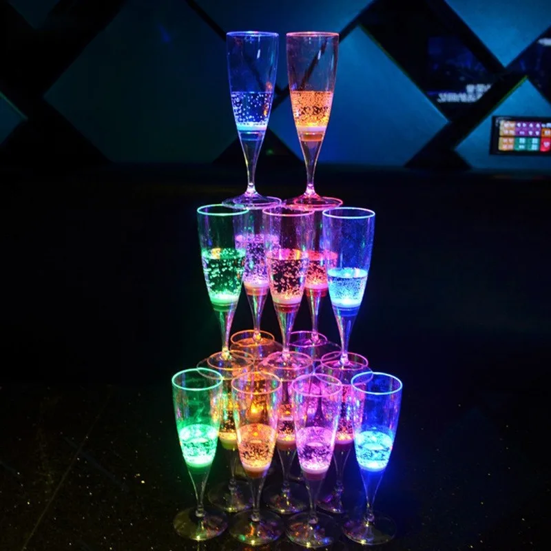 Wholesale 6pcs 150ml Replaceable Battery LED Glow Champagne Drinking Cup For Bar Night Club Party