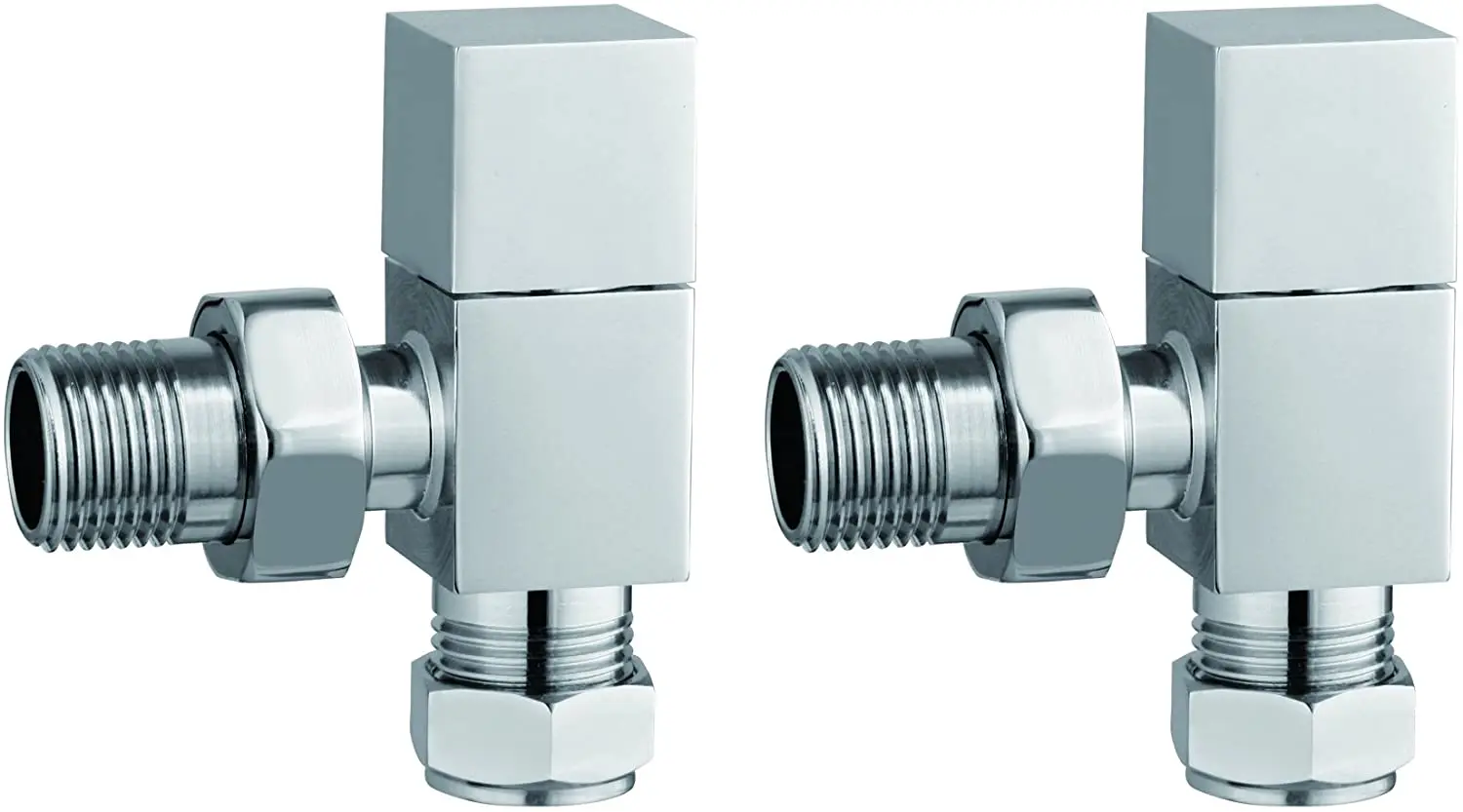 Square Angle Radiator Towel Rail Valve Chrome
