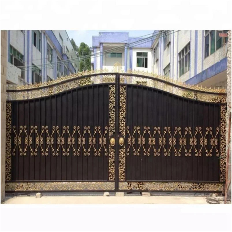 Driveway Wrought Iron Gate Outdoor Unbreakable Elegant Main Frame Double Door Iron Gates