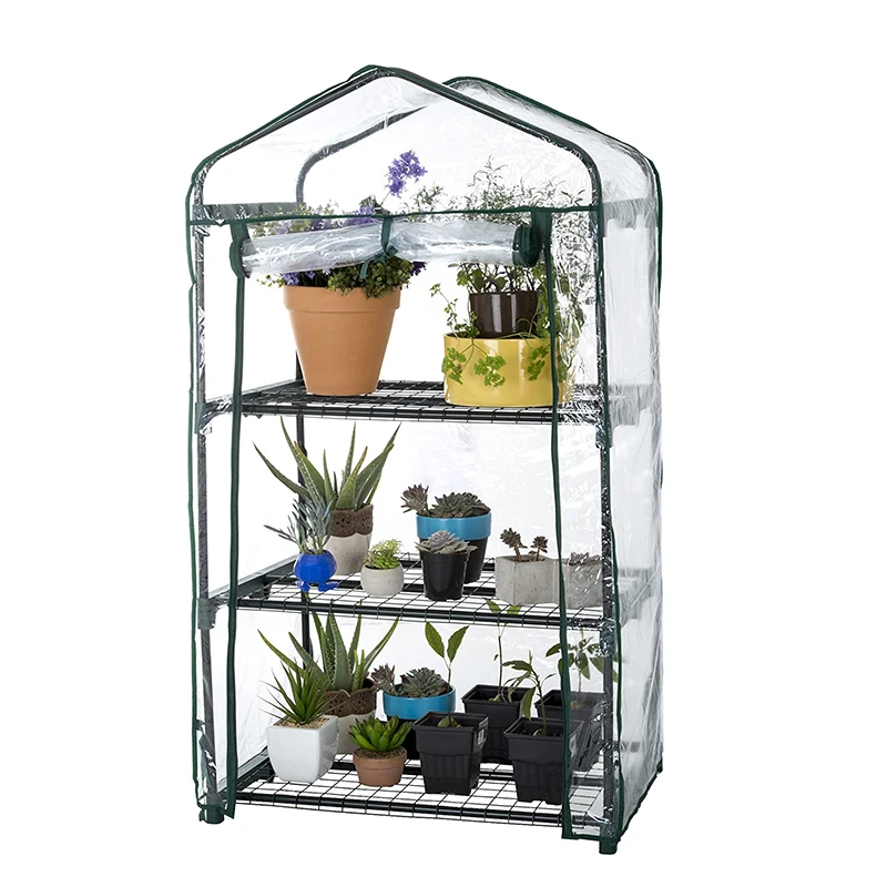 
Garden 3 Tier Greenhouse Outdoor Gardening Hot House with Zippered Cover and Metal Shelves Garden Greenhouse 