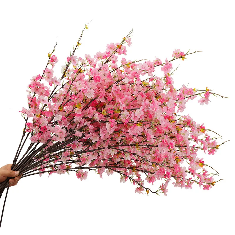 Cherry Blossom Artificial Flower Wedding Home Decoration Sakura Long Stem Pink Stems Artificial Cherry Blossom Flowers