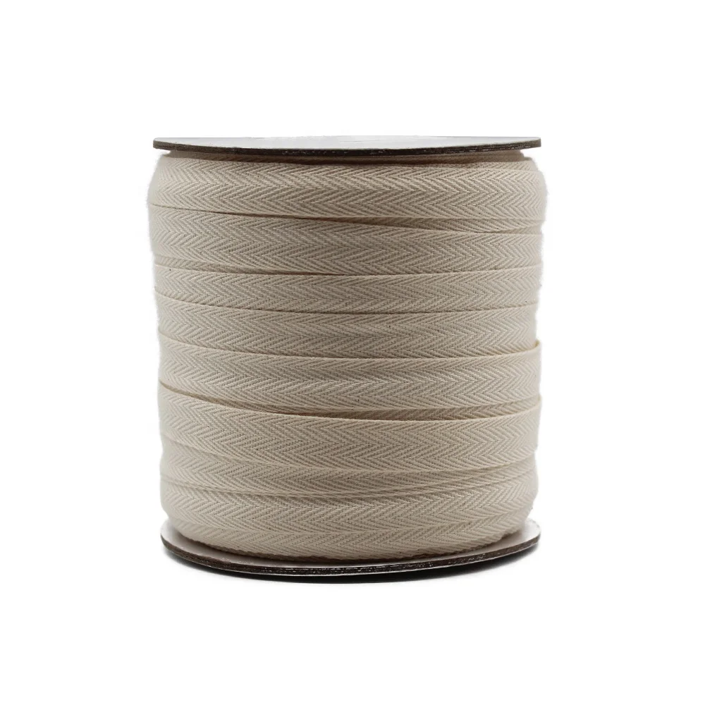 Customized beige 1 inch 100% cotton narrow herringbone woven ribbon twill jacquard tapes