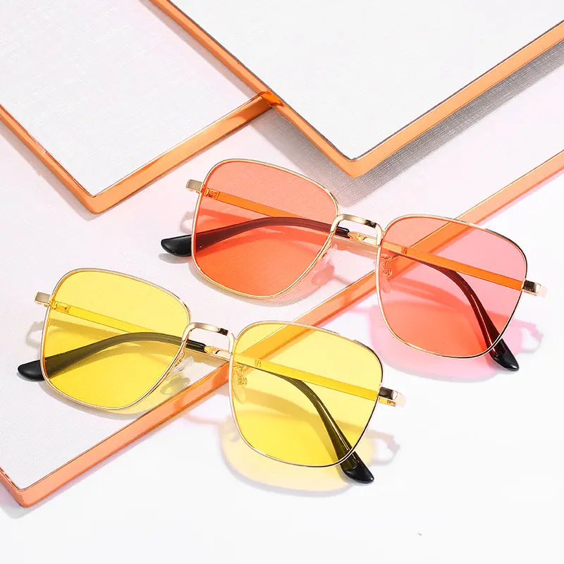 retro metal square sunglasses men ocean pink blue lens custom logo wholesale sunglass women
