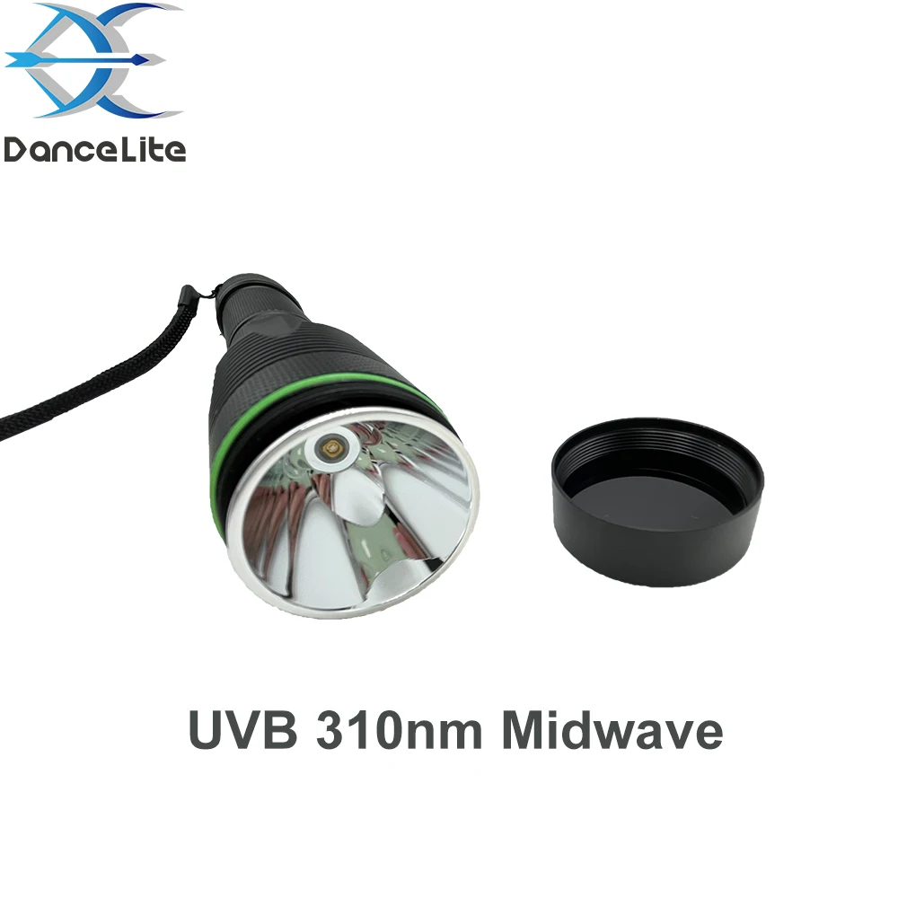 Customized Midwave UVB High Power Ultraviolet Light MW 310nm Wavelength LED Flashlight For Medical Torch (ZWB3 Filter)