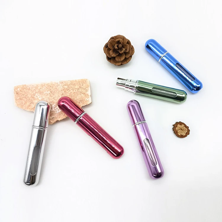 wholesale custom small refill perfume pocket bottle spray atomizer premium reusable 10ml aluminum perfume bottle filling