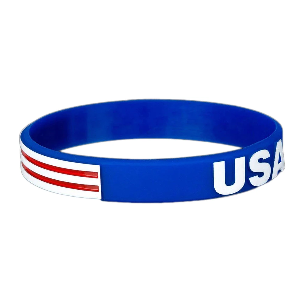 
USA Flag Silicone Bracelet American Flag Wristband With Stripes And Stars 