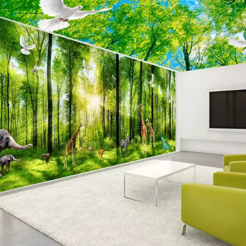 Custom Forest Scenery Murals, Pastoral 3d Forest Tree Scenery Wallpaper, Living Room Bedroom Background Wallpaper