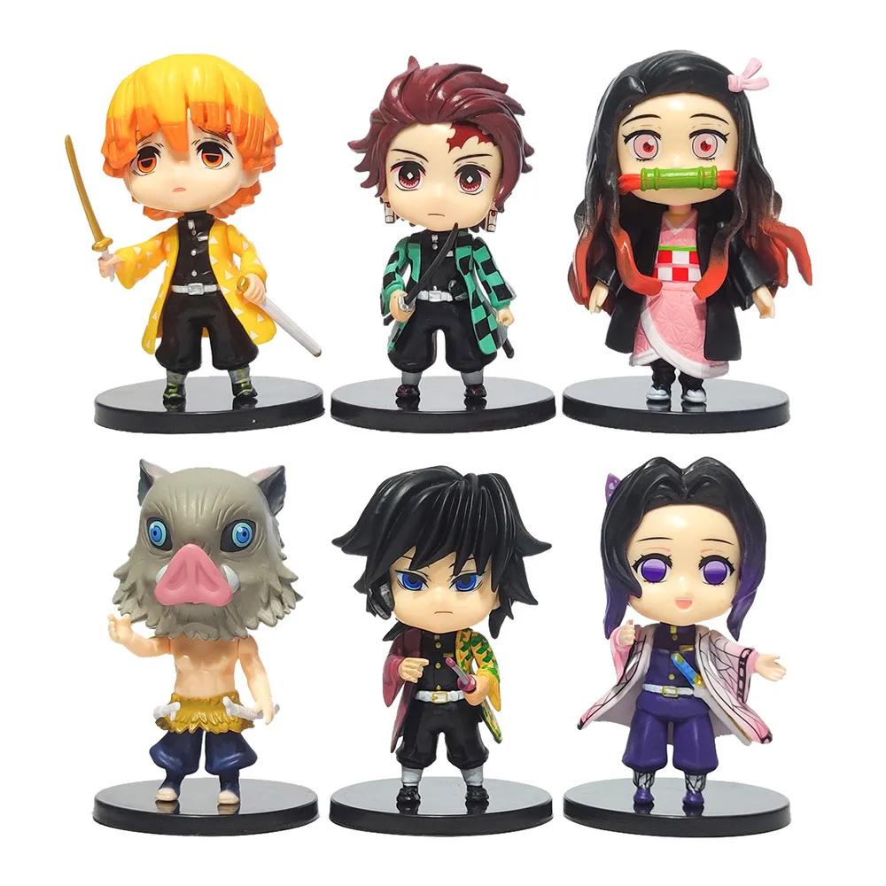 6 Style Anime Figure Set Demon Slayer Kimetsu no Yaiba Action Toy Figure Cartoon Q Version Tanjirou Nezuko PVC Model