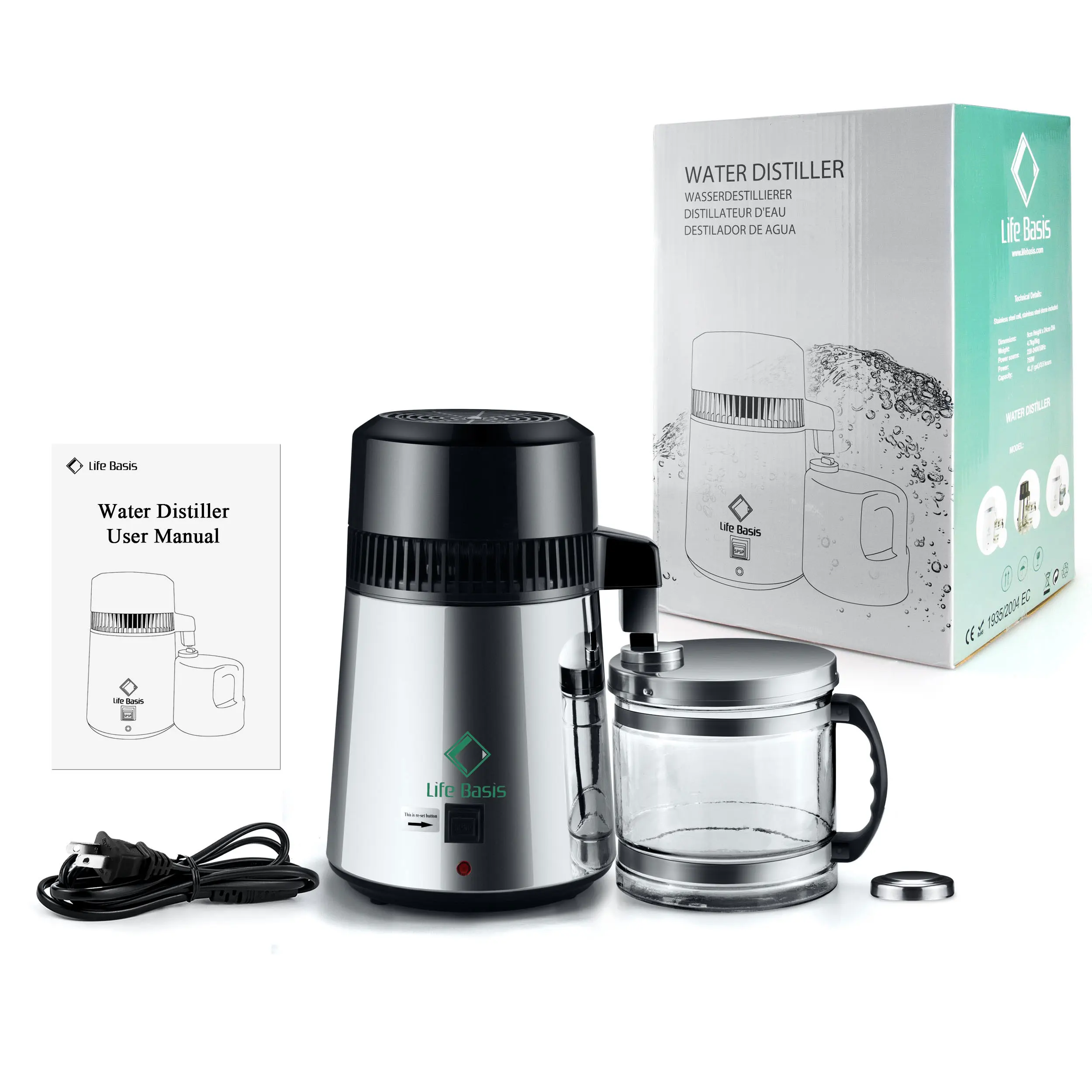 Автоматический лабораторный водный дистиллятор из нержавеющей стали 4 л