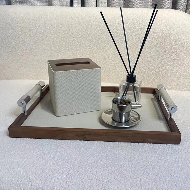 Новый овальный поднос набор образцов для гостиной в европейском стиле украшения дома металлический кожаный обслуживания