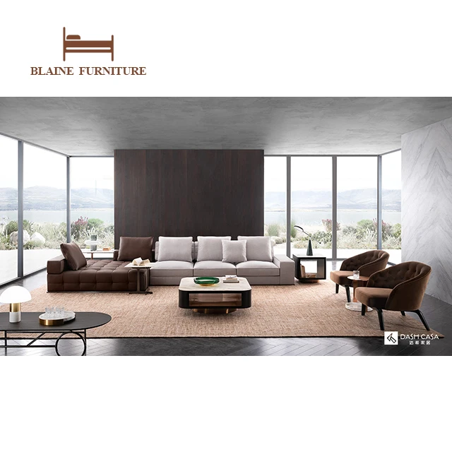 Modern Fabric Sectional Reclining Couch Living Room Sofa Set With Chaise