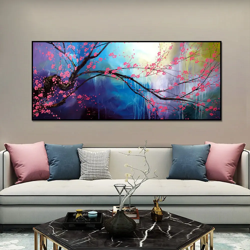 Chinese Style Flowers Painting Red Pink Plum blossom Artistic Beauty Picture Canvas Posters for Home Decoration