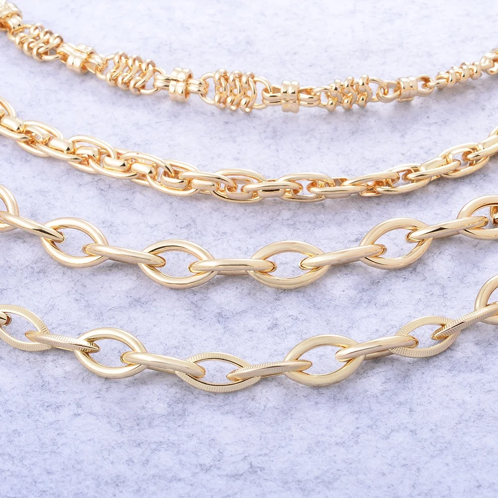 18K позолоченный Большой ковбойские сильный витая звено цепи DIY конечные бусины в форме цветов кубинской цепочка для ювелирной разметки