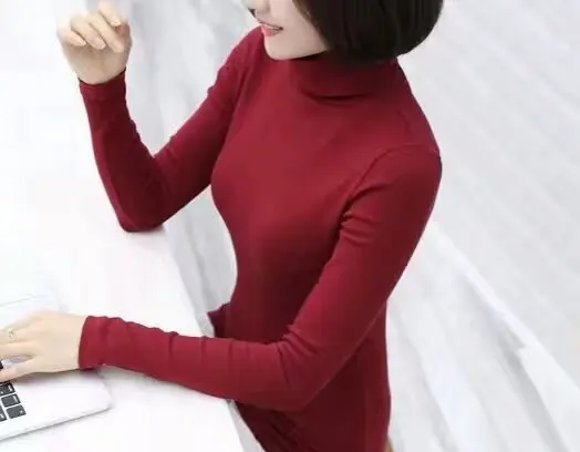knitted ladies silk all-match turtle neck bottom slim lingerie 100% mulberry silk can be customized